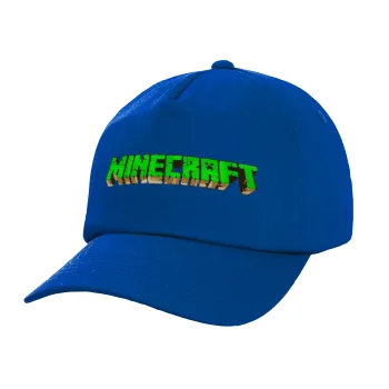 Minecraft logo green, Twill Καπέλο παιδικό ΜΠΛΕ (100% ΒΑΜΒΑΚΕΡΟ, ΠΑΙΔΙΚΟ, UNISEX)