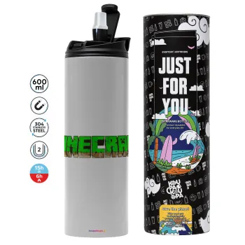 Minecraft logo green, Tumbler stainless steel GREY 600ml