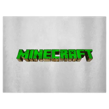 Minecraft logo green, Επιφάνεια κοπής γυάλινη (38x28cm)