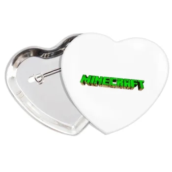Minecraft logo green, Κονκάρδα παραμάνα καρδιά (57x52mm)