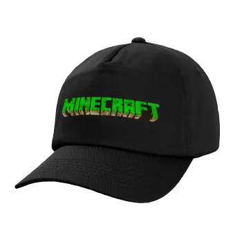 Minecraft logo green, Καπέλο παιδικό Baseball, 100% Βαμβακερό,  Μαύρο