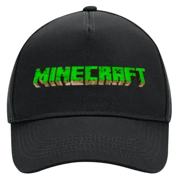 Minecraft logo green, Adult Ultimate Hat BLACK, (100% COTTON DRILL, ADULT, UNISEX, ONE SIZE)