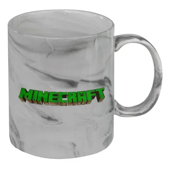 Minecraft logo green, Κούπα κεραμική, marble style (μάρμαρο), 330ml