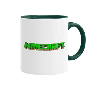 Minecraft logo green, Mug colored green, ceramic, 330ml