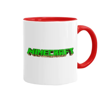 Minecraft logo green, Mug colored red, ceramic, 330ml