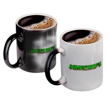 Minecraft logo green, Color changing magic Mug, ceramic, 330ml when adding hot liquid inside, the black colour desappears (1 pcs)