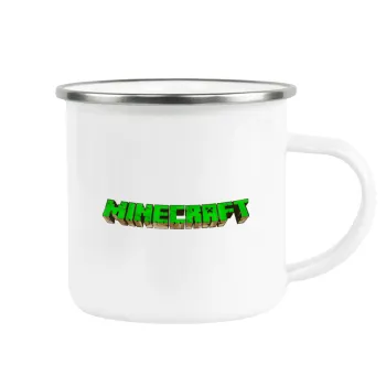 Minecraft logo green, Κούπα Μεταλλική εμαγιέ λευκη 360ml