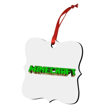 Minecraft logo green, Στολίδι Χριστουγεννιάτικο στολίδι polygon ξύλινο 7.5cm