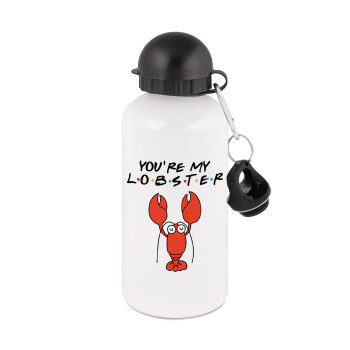 Friends you're my lobster, Metal water bottle, White, aluminum 500ml
