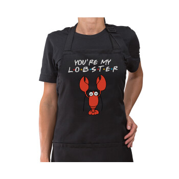 Friends you're my lobster, Ποδιά μακριά Σεφ ολόσωμη με τσέπες Μαύρη (ΕΝΗΛΙΚΩΝ)