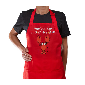 Friends you're my lobster, Ποδιά Μακριά Σεφ ολόσωμη με τσέπες Κόκκινη (ΕΝΗΛΙΚΩΝ)