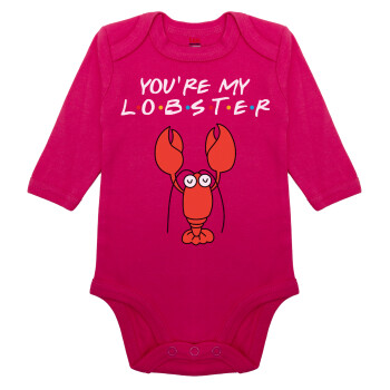Friends you're my lobster, Μακρυμάνικο βρεφικό φορμάκι, 0-18 μηνών, ΡΟΖ, 100% Organic Cotton