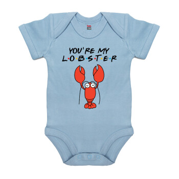 Friends you're my lobster, Βρεφικό φορμάκι μωρού, 0-18 μηνών, Μπλε, 100% Organic Cotton, κοντομάνικο