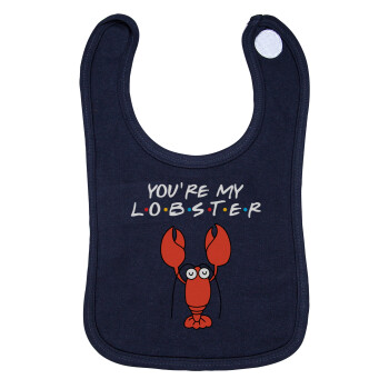 Friends you're my lobster, Σαλιάρα με Σκρατς 100% Organic Cotton Μπλε (0-18 months)