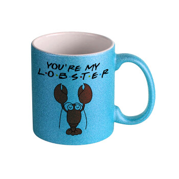 Friends you're my lobster, Κούπα Σιέλ Glitter που γυαλίζει, κεραμική, 330ml