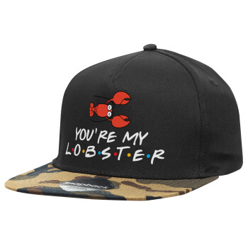 Friends you're my lobster, Καπέλο Ενηλίκων Flat Snapback Μαύρο/Παραλαγή, (100% ΒΑΜΒΑΚΕΡΟ, ΕΝΗΛΙΚΩΝ, UNISEX, ONE SIZE)