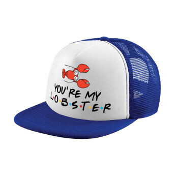 Friends you're my lobster, Child's Soft Trucker Hat with Blue/White Mesh (POLYESTER, CHILD, ONE SIZE)