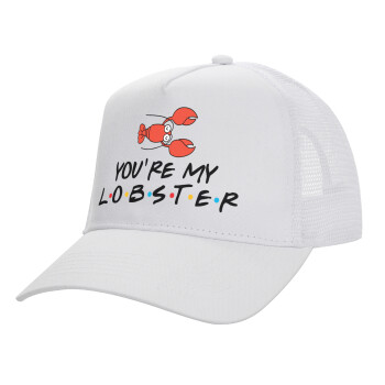 Friends you're my lobster, Καπέλο Ενηλίκων Structured Trucker, με Δίχτυ, ΛΕΥΚΟ (100% ΒΑΜΒΑΚΕΡΟ, ΕΝΗΛΙΚΩΝ, UNISEX, ONE SIZE)