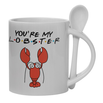 Friends you're my lobster, Ceramic coffee mug with Spoon, 330ml (1pcs)