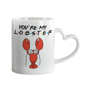Friends you're my lobster, Κούπα καρδιά χερούλι λευκή, κεραμική, 330ml