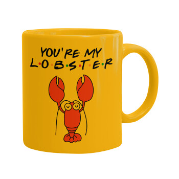 Friends you're my lobster, Ceramic coffee mug yellow, 330ml (1pcs)