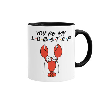Friends you're my lobster, Mug colored black, ceramic, 330ml