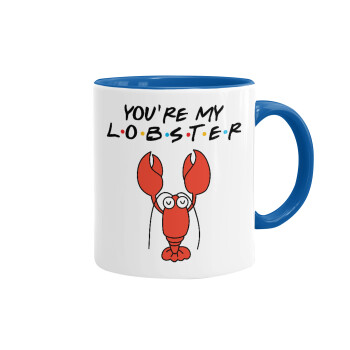Friends you're my lobster, Mug colored blue, ceramic, 330ml