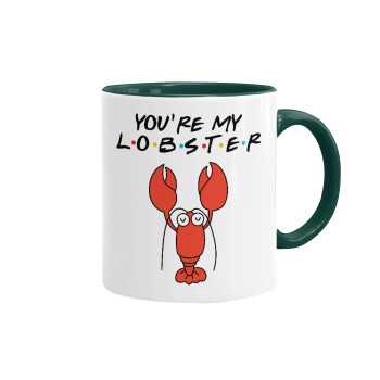 Friends you're my lobster, Mug colored green, ceramic, 330ml
