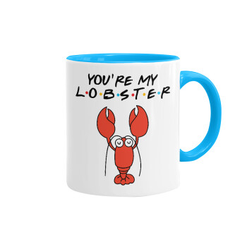 Friends you're my lobster, Mug colored light blue, ceramic, 330ml