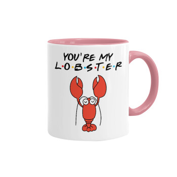 Friends you're my lobster, Mug colored pink, ceramic, 330ml