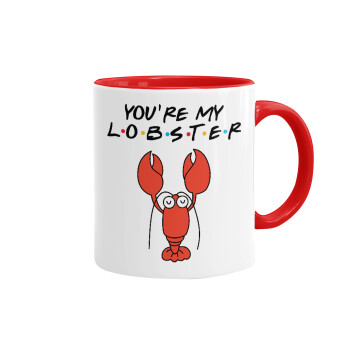 Friends you're my lobster, Κούπα χρωματιστή κόκκινη, κεραμική, 330ml