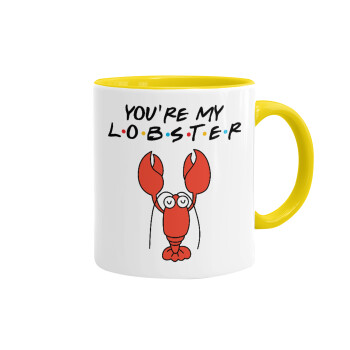 Friends you're my lobster, Mug colored yellow, ceramic, 330ml