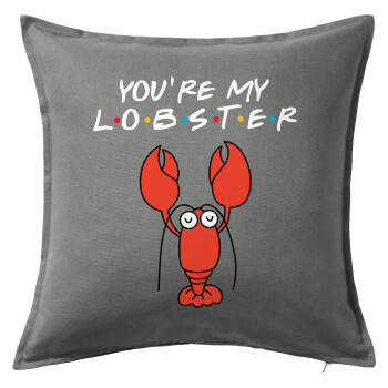 Friends you're my lobster, Μαξιλάρι καναπέ Γκρι 100% βαμβάκι, περιέχεται το γέμισμα (50x50cm)