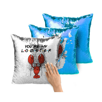 Friends you're my lobster, Μαξιλάρι καναπέ Μαγικό Μπλε με πούλιες 40x40cm περιέχεται το γέμισμα