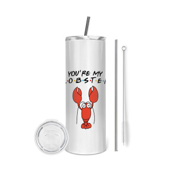 Friends you're my lobster, Eco friendly stainless steel tumbler 600ml, with metal straw & cleaning brush