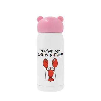 Friends you're my lobster, Pink stainless steel thermal flask, 320ml