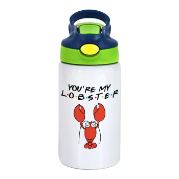 Friends you're my lobster, Παιδικό παγούρι θερμό, ανοξείδωτο, με καλαμάκι ασφαλείας, πράσινο/μπλε (350ml)