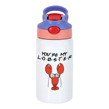 Friends you're my lobster, Παιδικό παγούρι θερμό, ανοξείδωτο, με καλαμάκι ασφαλείας, ροζ/μωβ (350ml)