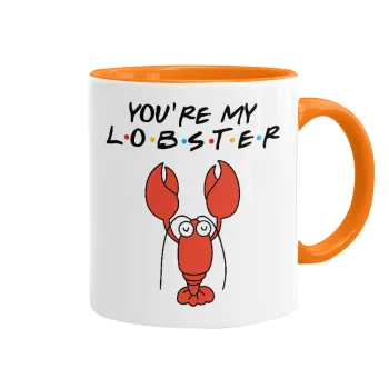 Friends you're my lobster, Κούπα χρωματιστή πορτοκαλί, κεραμική, 330ml