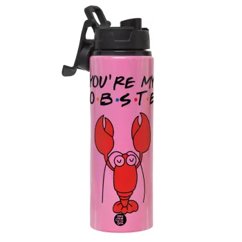 Friends you're my lobster, Μεταλλικό παγούρι νερού με καπάκι ασφαλείας, αλουμινίου 850ml