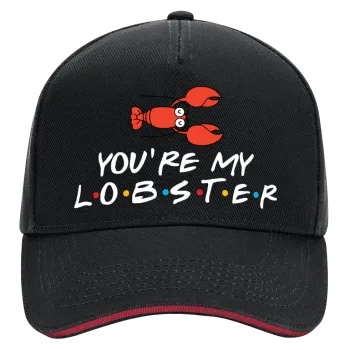 Friends you're my lobster, DRILL Adult Ultimate Hat BLACK/RED, (100% COTTON, ADULT, UNISEX, ONE SIZE)