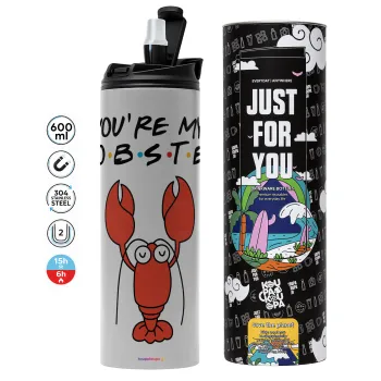 Friends you're my lobster, Tumbler stainless steel GREY 600ml
