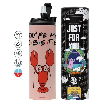 Friends you're my lobster, Tumbler stainless steel PINK 600ml