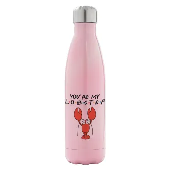 Friends you're my lobster, Metal mug thermos Pink Iridiscent (Stainless steel), double wall, 500ml