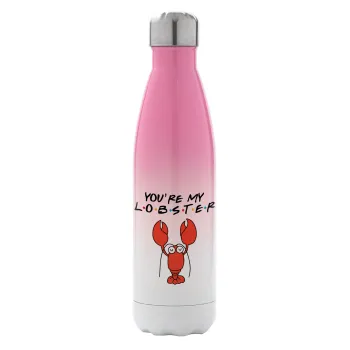 Friends you're my lobster, Metal mug thermos Pink/White (Stainless steel), double wall, 500ml