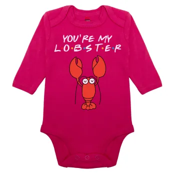 Friends you're my lobster, Μακρυμάνικο βρεφικό φορμάκι, 0-18 μηνών, ΡΟΖ, 100% Organic Cotton