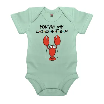 Friends you're my lobster, Βρεφικό φορμάκι μωρού, 0-18 μηνών, mint (Μέντα), 100% Organic Cotton, κοντομάνικο