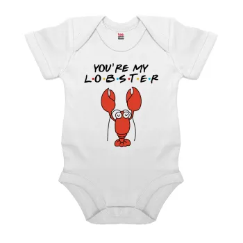 Friends you're my lobster, Βρεφικό φορμάκι μωρού, 0-24 μηνών, ΛΕΥΚΟ, 100% Organic Cotton, κοντομάνικο