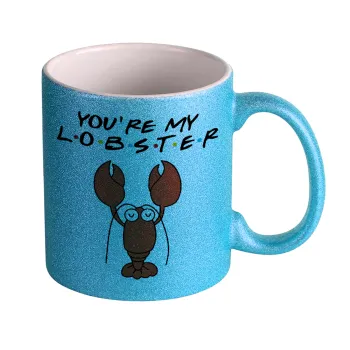 Friends you're my lobster, Κούπα Σιέλ Glitter που γυαλίζει, κεραμική, 330ml