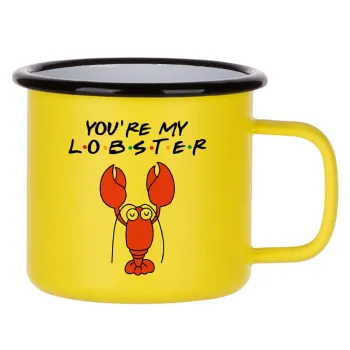 Friends you're my lobster, Metallic enamel MATT Yellow cup 360ml